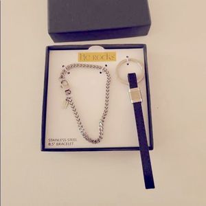 NIB! He Rocks Stainless Steel 8.5” Bracelet & Key Chain
